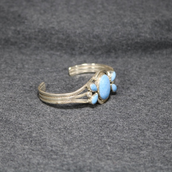 vintage handmade 925  sterling silver native turquoise Bracelet cuff - Picture 4 of 9